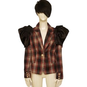 Akira Black and Red Big Puffy Sleeve Blazer Size L